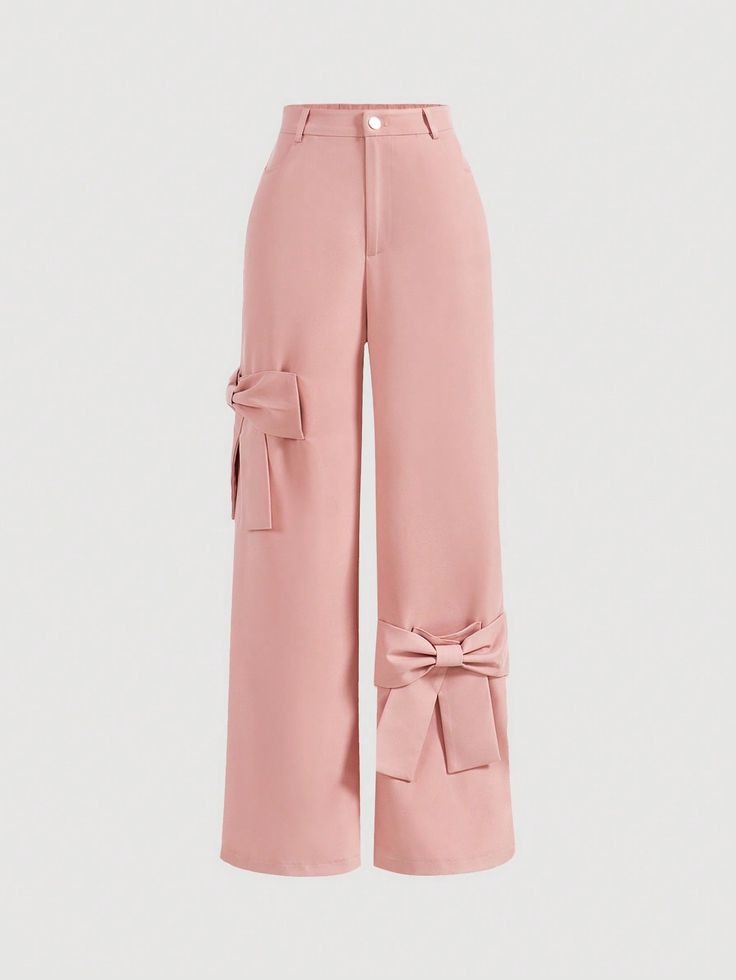 Pink Pants With Bow Decoration